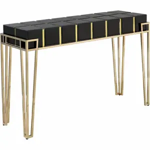 "47"" Black and Gold Mirrored Glass Console Table"