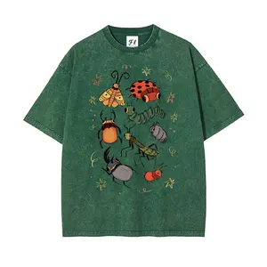 Bug Buddies Oversize Unisex Washed T-Shirt for Women and Men's Unisex Fit Batik Cotton Oversize Streetwear Menswear  Super Soft Pre-Shrunk
