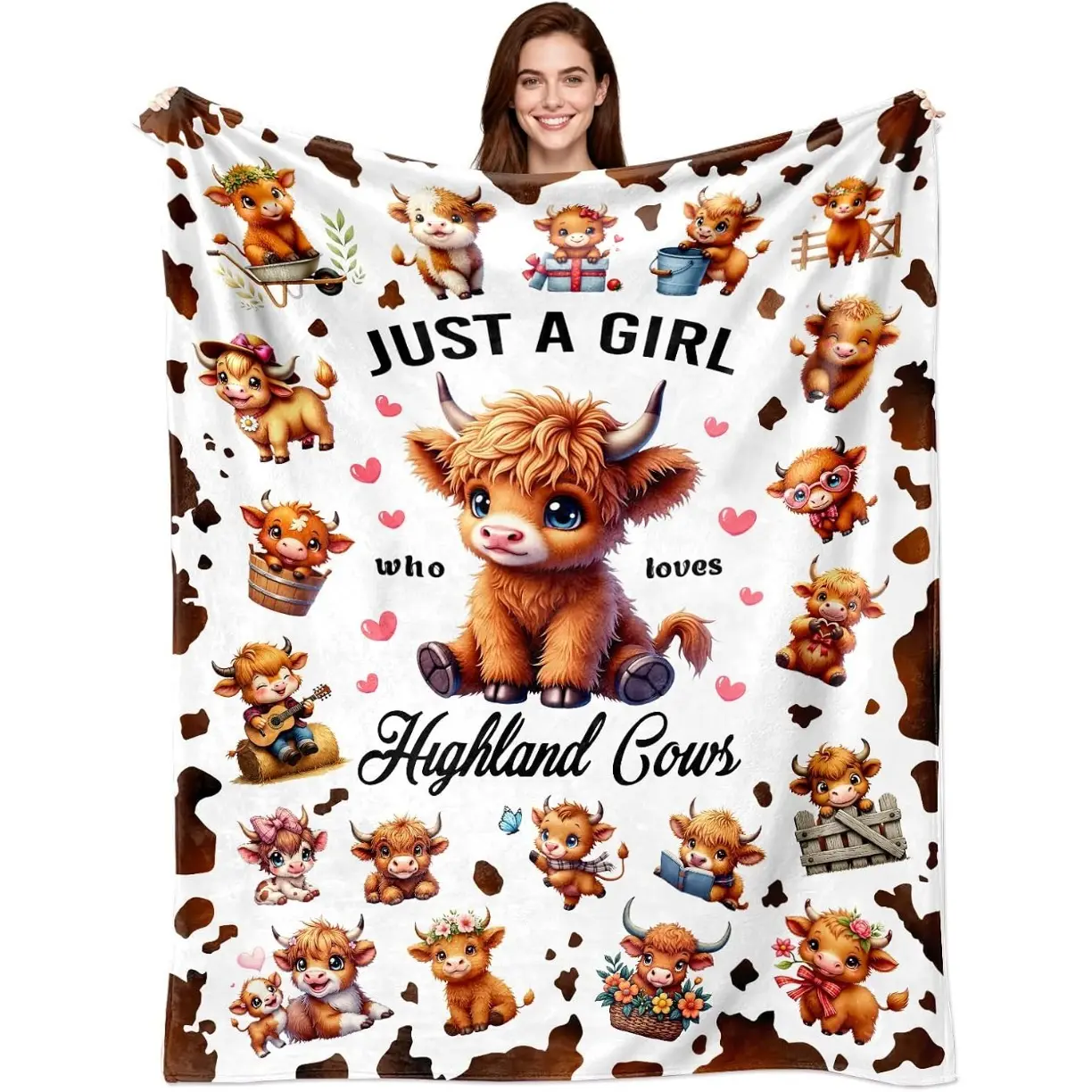 Highland Cow Blanket Gifts for Women Girls Ultra Soft Flannel Highland Cow Print Throw Blanket Cows Lovers Gifts Birthday Decor for Kids Adults Stuff