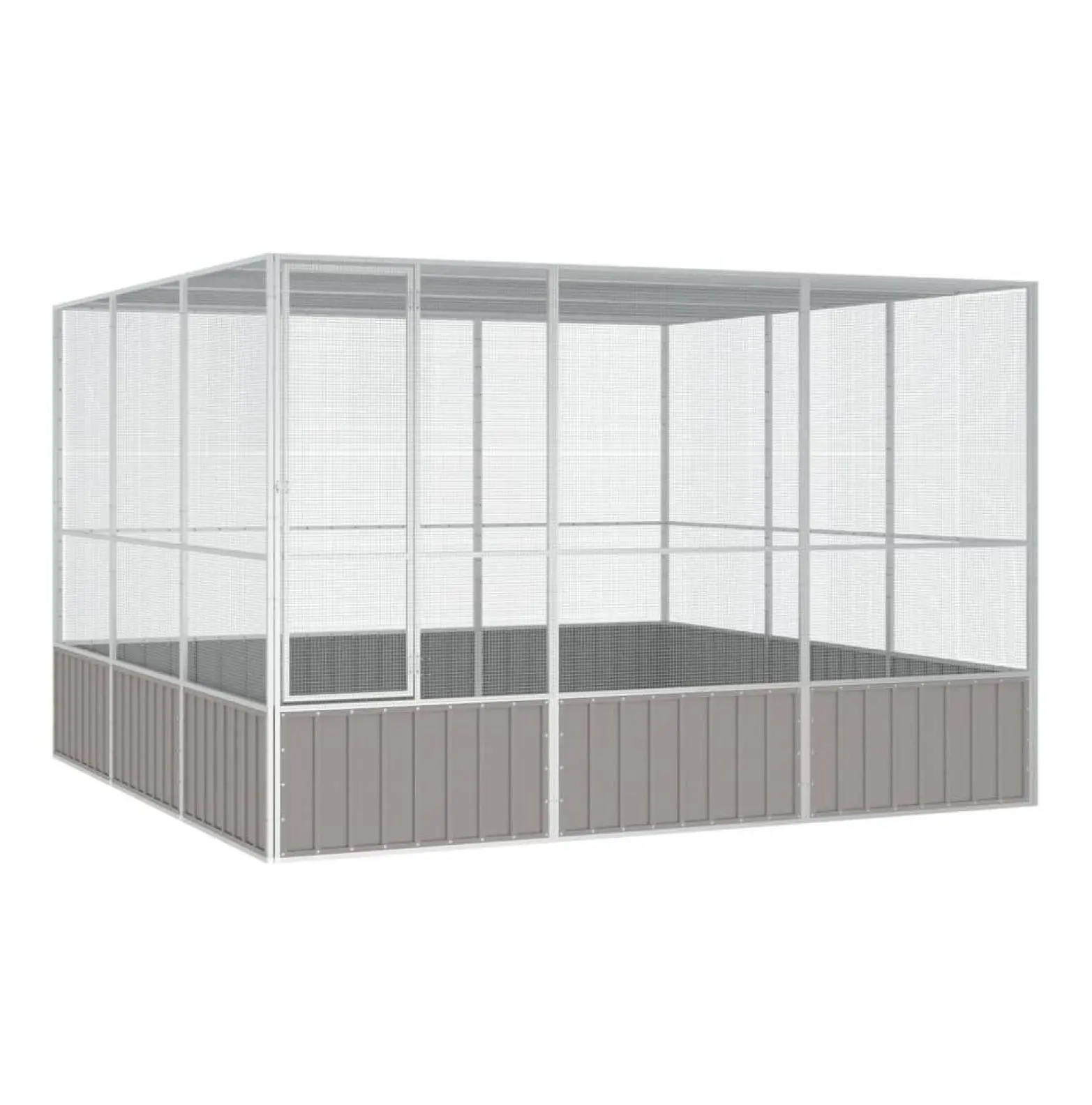 Large Cage Galvanized Steel - Grey Outdoor Aviary for Budgies & Parrots - 127.8 x 119.1 x 83.3 Inch Rectangular Pet Cage Gray