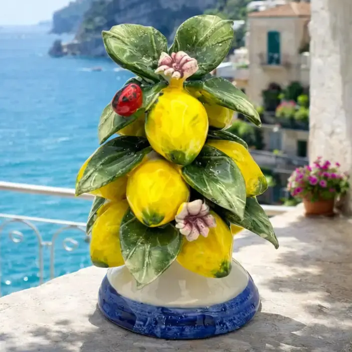 Capodimonte Lemon Ceramic Sculpture | Hand-Painted Italian Pottery | Made in Italy