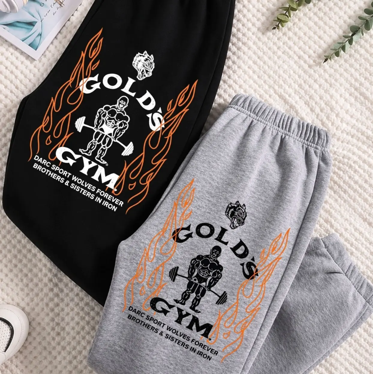 Gold's Gym Wolves Sweatpants - Gym Graphic Design Pants Comfortable Stylish Fit For Gym Enthusiasts, Matching Unisex Pants Cozy Comfortable , Trending 26 S