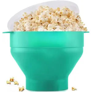 Microwaveable Silicone Popcorn Popper Collapsible Microwave Popcorn Maker Bowl, No Oil Required Use In Microwave Dishwasher Safe for Mother's Day Gift