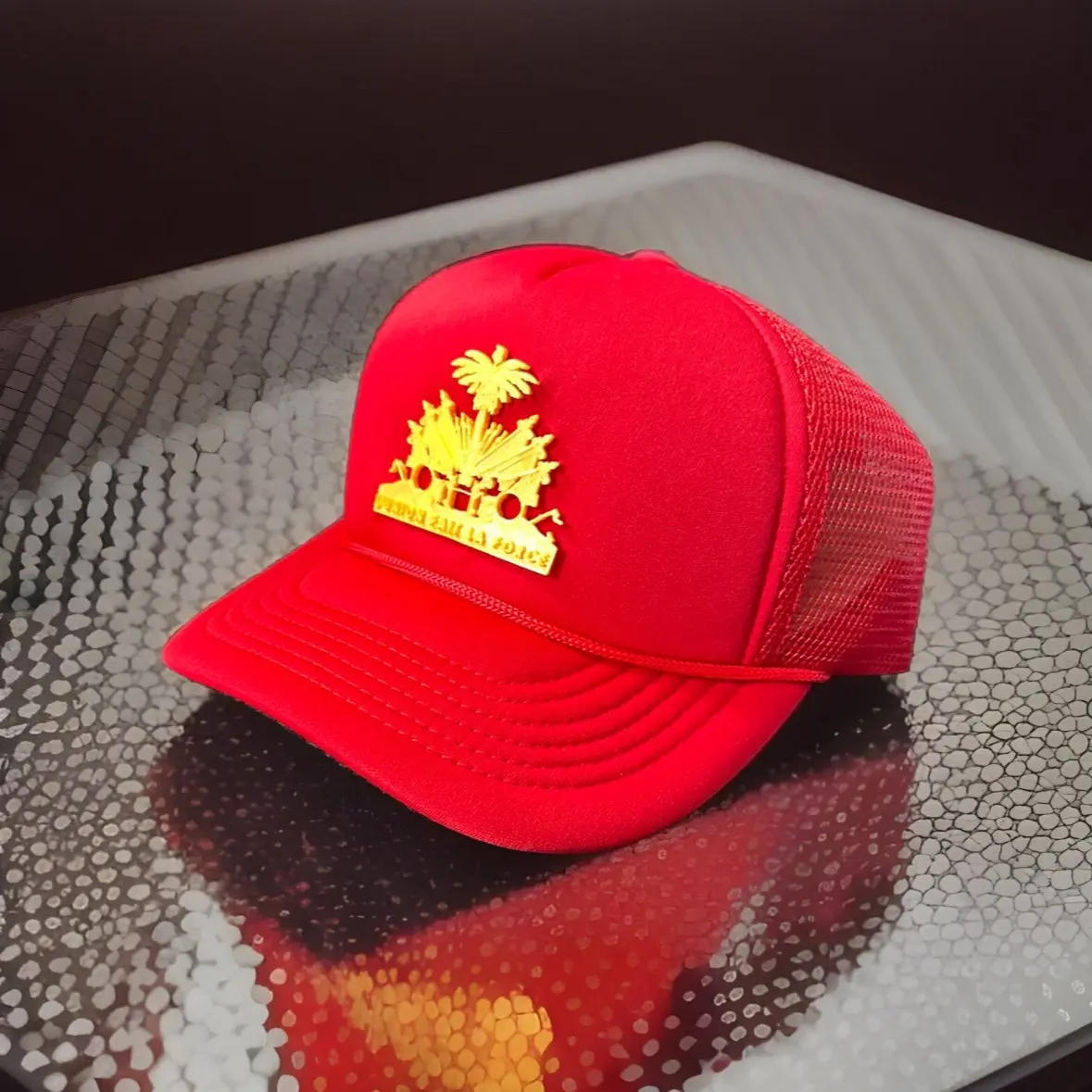 Haiti amwari L’union Fait la force hat - red trucker hat - Haiti hat cap