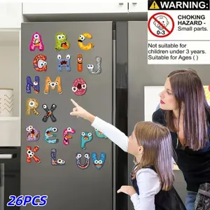 26pcs Monster Magnetic Stickers Educational Toy Set, Kids Puzzle Refrigerator Magnets, Higher End Fridge Magnets, Dyslexia Learning Toys, Holiday Gifts for Children