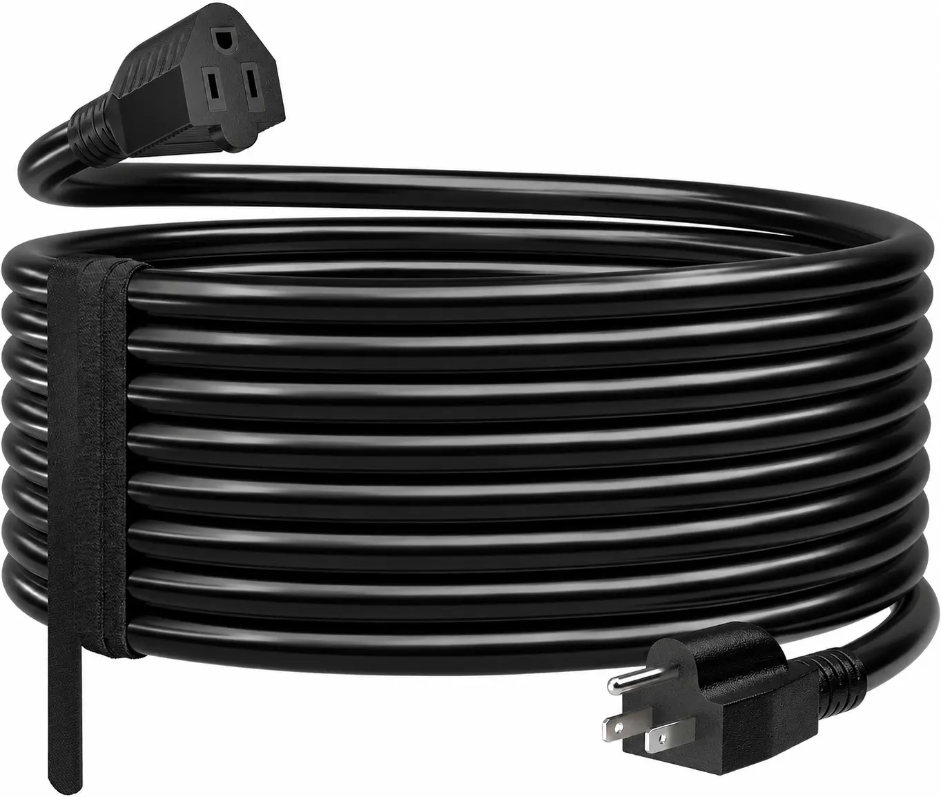 25FT Outdoor Extension Cord, 16/3 SJTW Heavy Duty Weatherproof Power Cord, 3-Prong ETL Listed, Black Durable Man