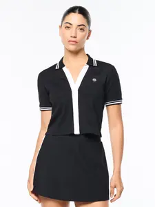 Idalia Cropped Polo- Black Beauty