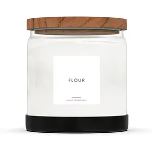 Glass Canister with Lid - Half Gallon Kitchen glass canisters with airtight   for Pantry Storage, Flour Jar, Rice container, Cookie Jar, Coffee bean storage with 30 Labels & Non Slip Base