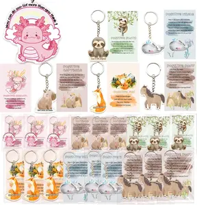 Summer Spring Gift 36 Ready-to-Give Graduation Gifts for Students Bulk, Positive Animal Keychains with Motivational Cards and Bags, Teacher Classroom Rewards, Employee Appreciation Gifts