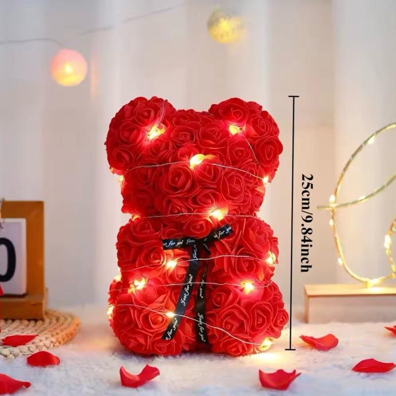25cm Artificial Teddy Rose Flower Bear Romantic Valentines Day Gift Girlfriend Women Anniversary Wedding Party Supplies