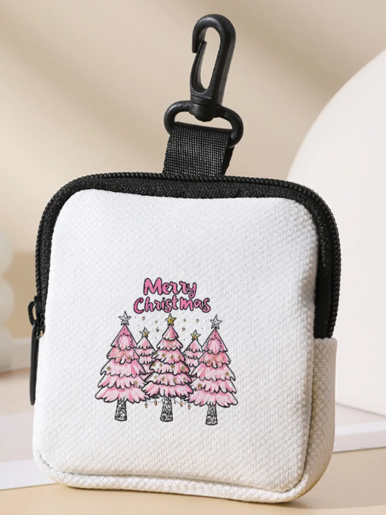 Christmas Tree Pattern Coin Wallet, Multifunctional Storage Bag, Durable Polyester, Digital Printing, Key Card Holder, Ideal Gift