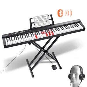 VEVOR 88 Key Digital Piano Keyboard, Semi Weighted Keys, Full Size Electric Keyboard Piano Set with Adjustable Stand Built-In Speakers Sustain Pedal Headphones, Bluetooth MIDI USB for Beginners