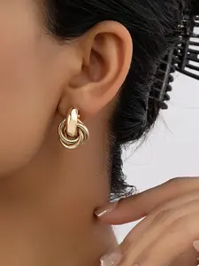 Twisted Design Stud Earrings, Fashionable Jewelry for Women & Girls, Trendy All-match & Exquisite Jewelry for Birthday Gift