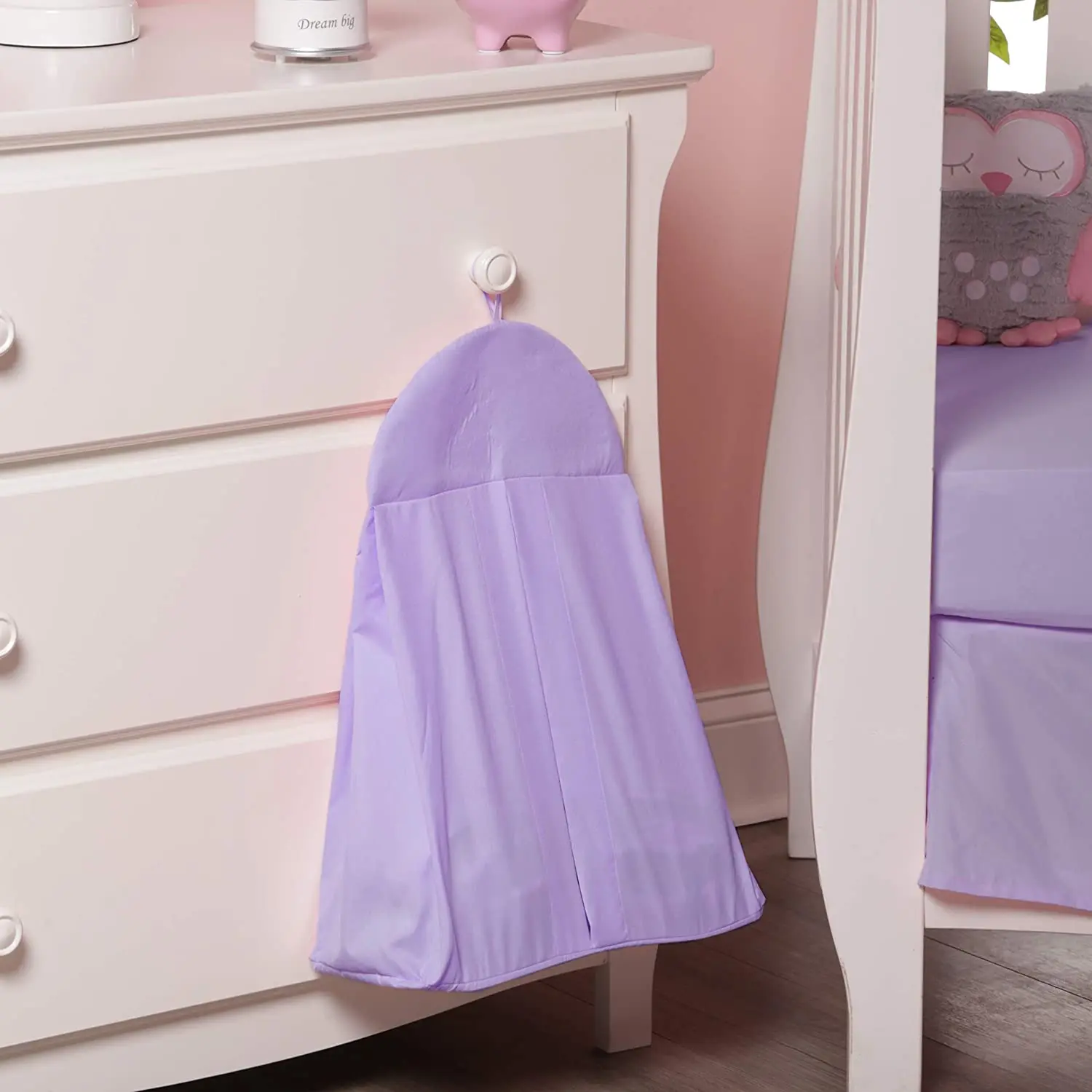 Everyday Kids Hanging Purple Diaper Stacker – Portable Nursery Organizer for Changing Table