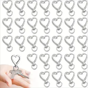 30 Pcs Heart Keychain Set with Spring Snap Hook,Valentine's Day Gift for Her,DIY Key Rings for Keys Backpack Luggage Tag Bulk Charms Accessories,Christmas Party Gifts,Hand Tools Kits ﻿