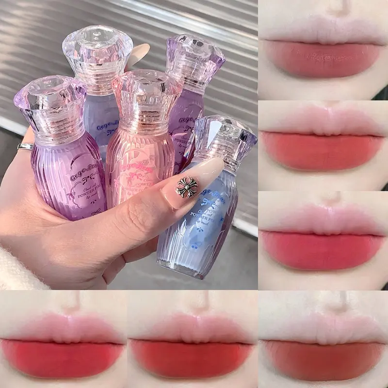 Gege Bear Cloud Powder Mist Lip Mud, Autumn Winter Velvet Matte Finish, Nude Lipstick, Daily Use, Suitable for Girls