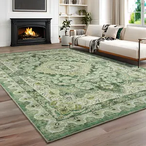 8x10 Area Rugs for Living Room, Machine Washable Vintage Rug, Non-Slip Low Pile Throw Rugs with Rubber Backing Washable Carpet for Bedroom Dining Room Kitchen Home Decor, Blue, Purple, Brown, Green,4x6, 5x7, 6x9, 8x10 Feet