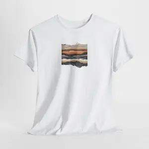 Men's geology and natural sciences Graphic T-Shirt - Short Sleeve Crew Neck Regular Fit Casual Wear | Soft & Breathable Fabric, Durable Print, Everyday Comfort, Machine Washable, minimalist abstract geological layers, tectonic textures
