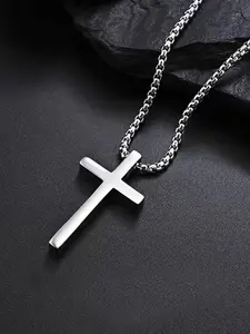 Street Style Cross Pendant Necklace, Minimalist Chain, Stainless Steel Jewelry for Party, Daily Clothing Decor, Trendy All-match & Exquisite Jewelry for Birthday Gift, Faith Necklace