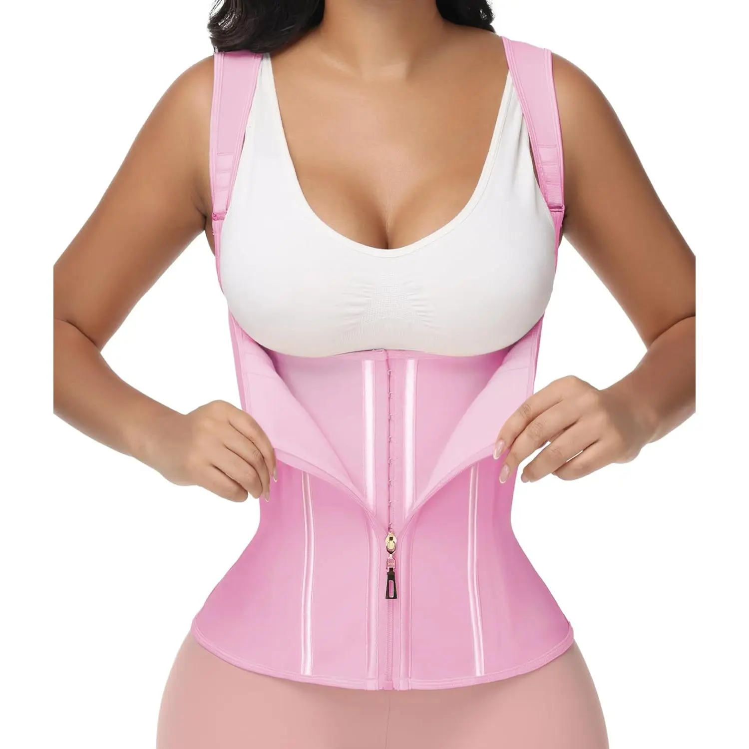 POP CLOSETS Waist Trainer for Women with Zipper Waist Cincher Corset Shapewear Girdle for Women Tummy Control