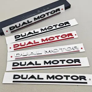 2026 New 3D ABS Car Letters Logo DUAL MOTOR  Rear Boot Trunk Emblem Badge Sticker Declas For Tesla Model 3 Model X Model S Y  Accessories For your Car