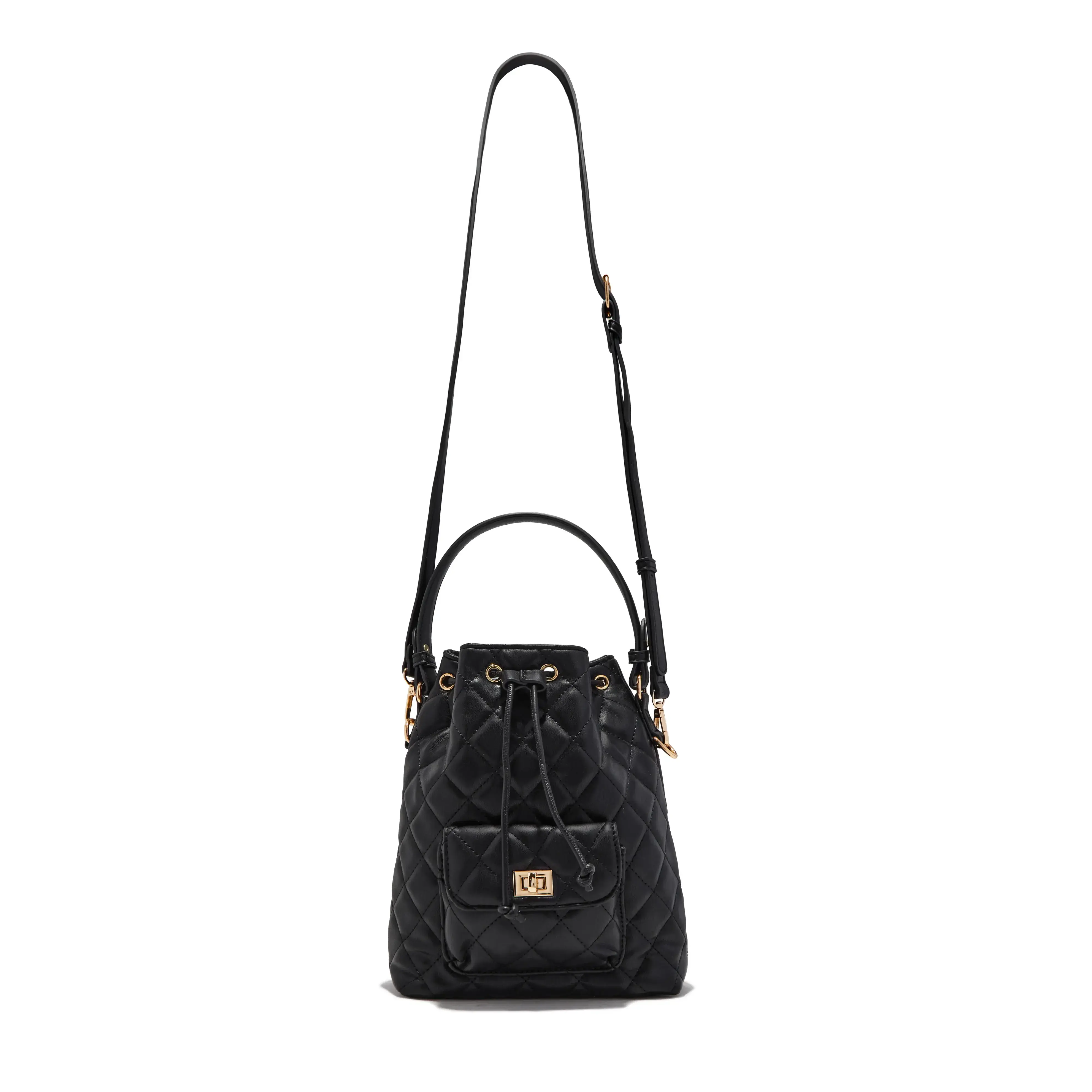 Chelsea Quilted Bucket Bag - Black