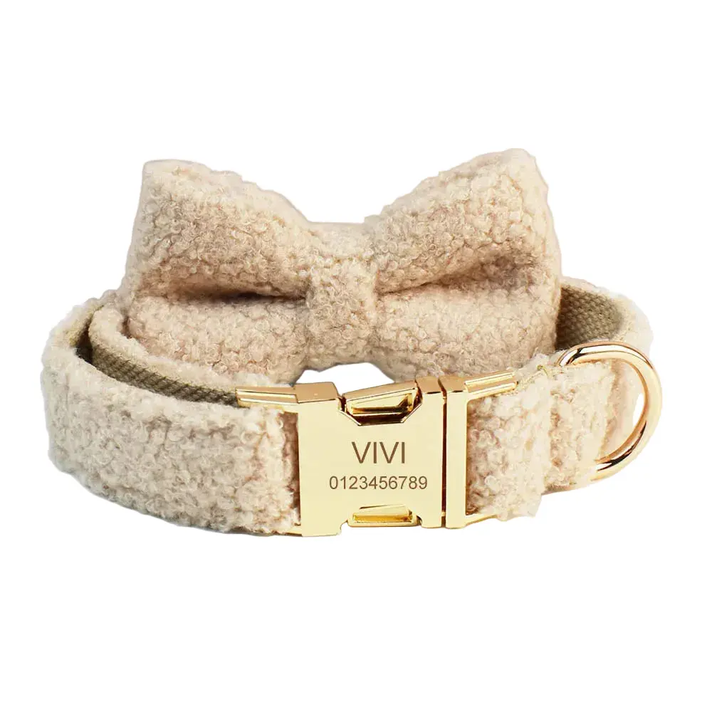 Teddy Velvet Set – Custom Engraved Collar & Leash for Dogs