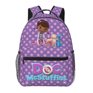 Kawaii Doc McStuffins Backpack for school, cute cartoon Doc McStuffins stuffs daily backpacks, The Doc Is In light large capacity backpack  , fashion y2k aesthetic supplies trendy stuff