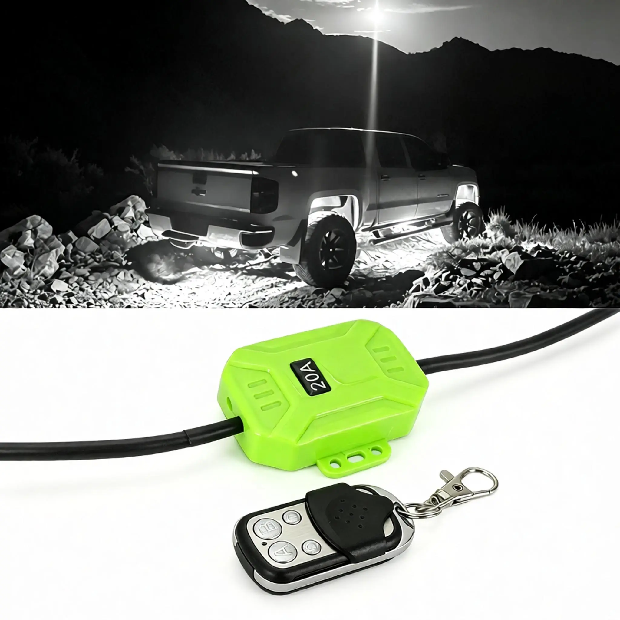 SUNPIE 240Watts Load Wiring Harness Wireless Strobe Wiring Kit,ON-OFF-Strobe RF Remote Control Switch for 12V Car,Truck,Work Light,Driving Light