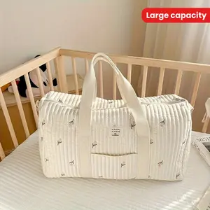 Extra Large Travel Duffle Bag with Stylish Quilted Design, Vibrant Tulip Embroidery, and Spacious Interior - Ideal for Teenagers Adults Aged 14 Up, Perfect Camping, Traveling, Outdoor Adventures