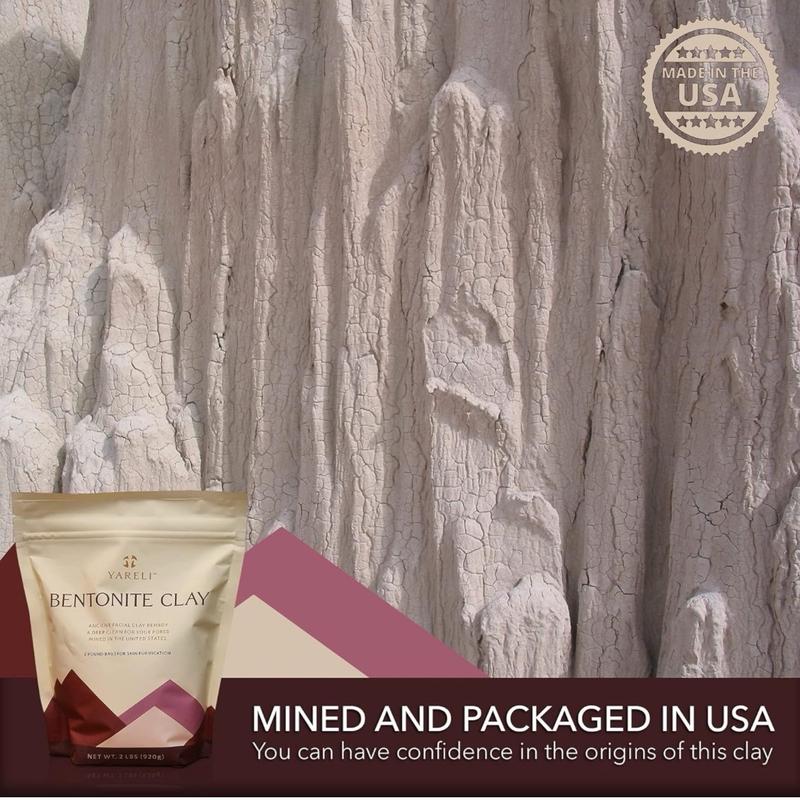 Bentonite Clay Powder Facial Mask & Detox Bath, Also Known as Indian Healing Clay for Deep Pore Cleansing, 2lb (32oz) Skincare Skin Repair