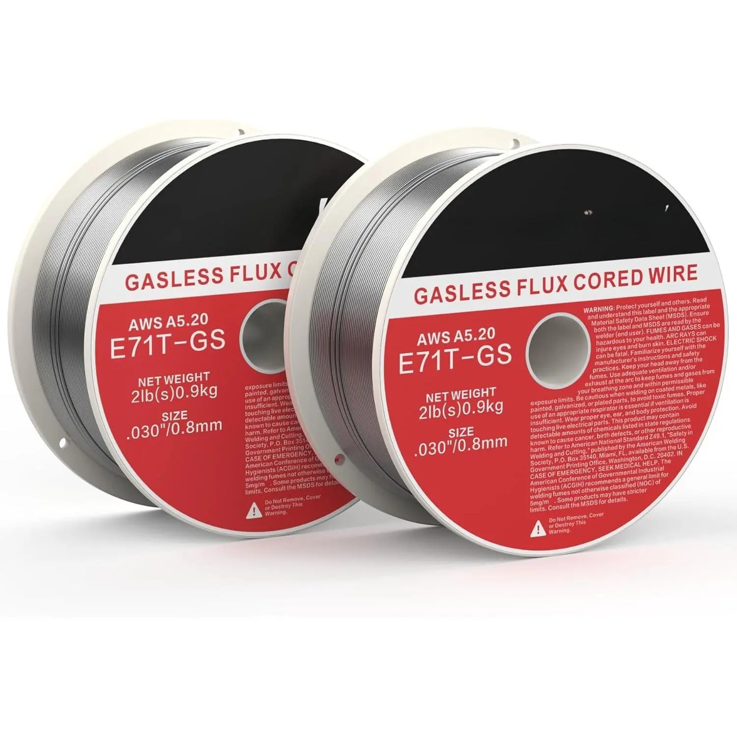 0.030"/0.8mm Gasless Flux Core Wire (2-Pack, 2 lb Each) E71T-GS MIG Welding Accessory, High-Quality, Smooth Feeding, Minimal Spatter, Adaptable to Diverse Materials, Compatible with MIG Machines, Ideal for Galvanized & Stainless Steel Projects