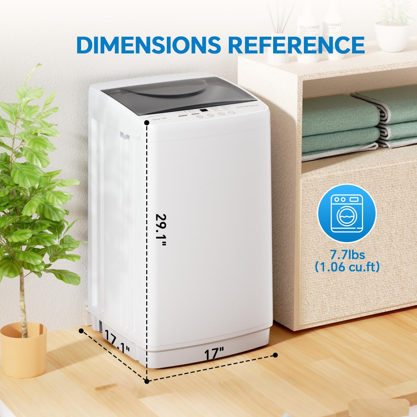 Washing Machine Portable Compact 7.7lbs Capacity Full-Automatic W/Drain Pump,10 programs 10 Water Level 1.34 Cu.ft Cloth Washer and Spinner Portable washing machine, 7.7 pounds, fully automatic compact model, stainless steel tub, 10 washing modes