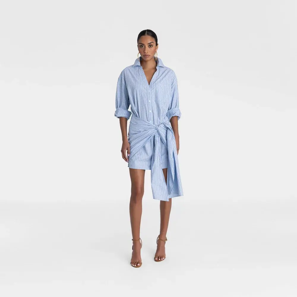 KBB by KAHLANA Women's Long Sleeve 'The Tie Waist Shirtdress'