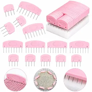 25 Pcs Pink Knit Blocking Combs Kit – Essential Knitting & Crochet Tools for Lace, Needlework & Garment Blocking Mats