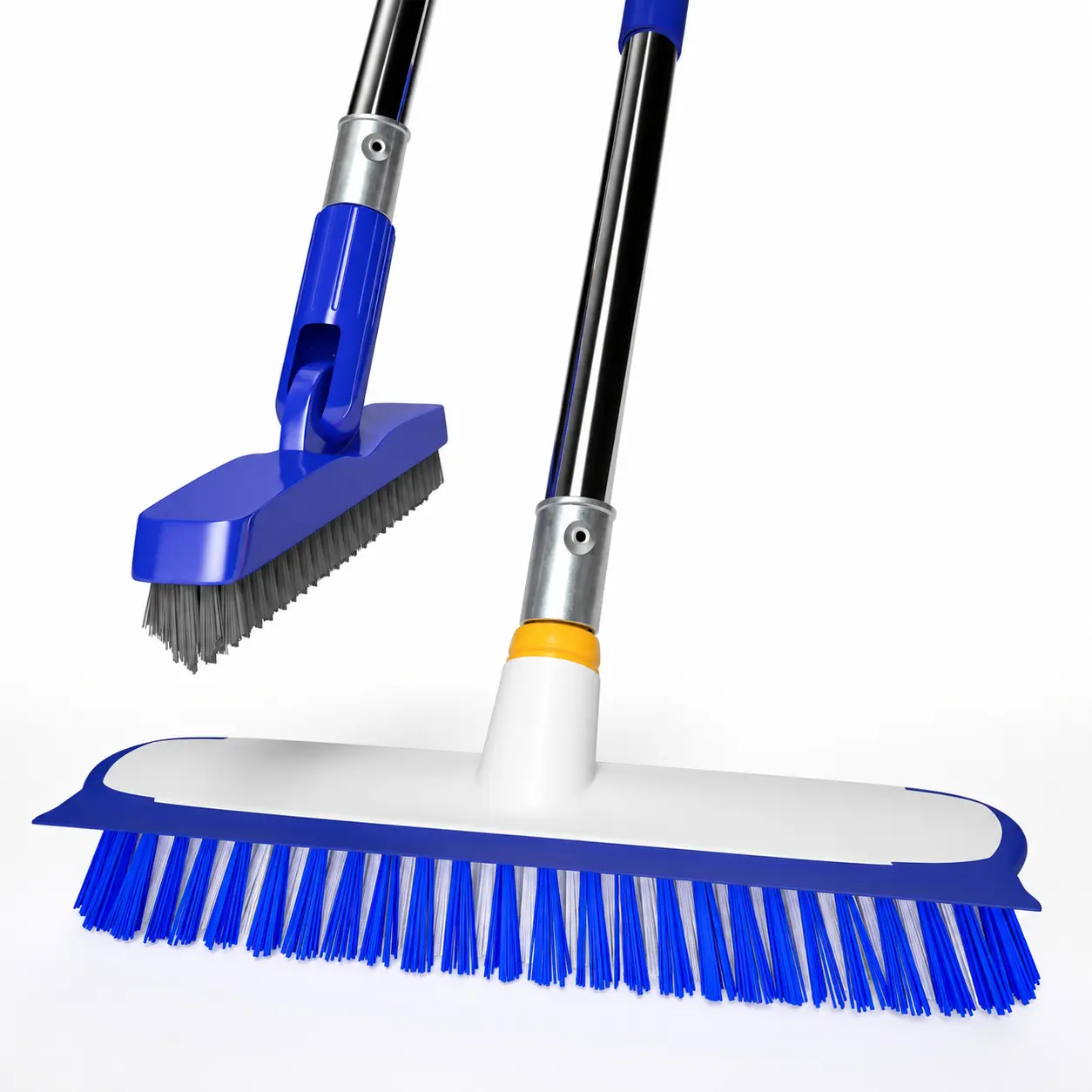 ITTAHO Floor and Grout Scrub Brush Set, 2 Heads, Adjustable Handle and Squeegee familyfun