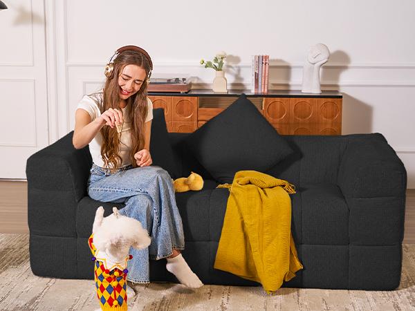 75" Cloud Loveseat Sofa in a Box, No Assembly Required Comfy Deep Seat Boneless Couch, Modern Small Couches for Living Room, Bedroom, Apartment