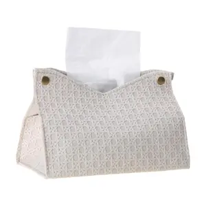 Rectangle Tissue Box Cover Holder Modern PU Napkin-Holder Decorative