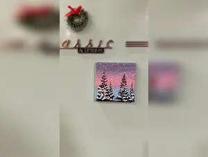 Tiny Christmas Tree Painting Magnet, Hand-Painted Miniature