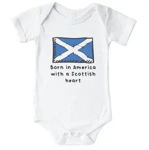 Born In America With A Scottish Heart Cute Scotland Flag One Piece Baby Bodysuit