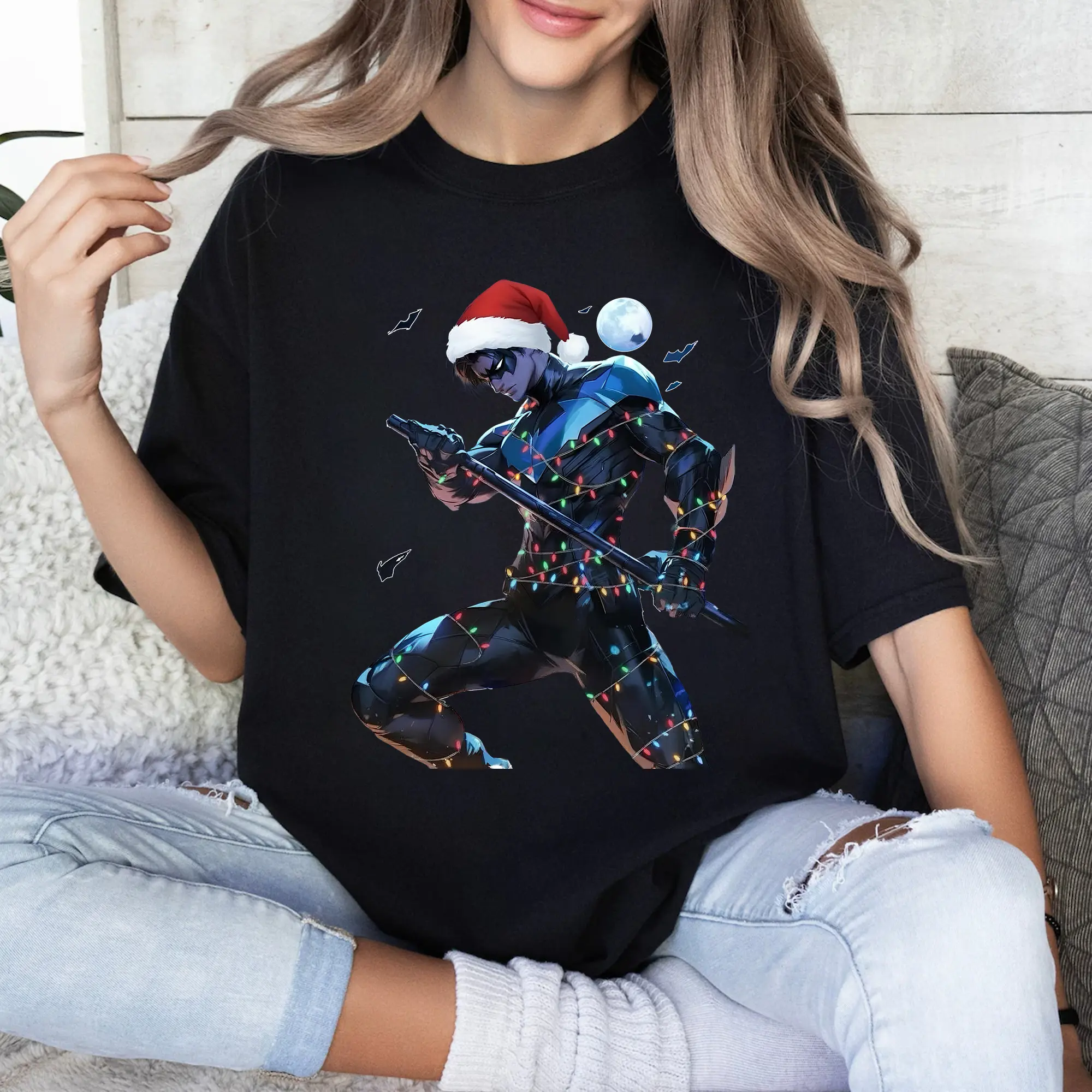 Christmas Dick Grayson Nightwing Shirt, NightWing Fans Fashion Cotton, Full Colors, Full Sizes, For Men, For Women