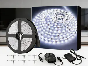 Warm white dimmable LED strip lights, 32.8ft, 3000K. Flexible 12V 2835 LED tape for cabinet, kitchen, bedroom and holiday decor.