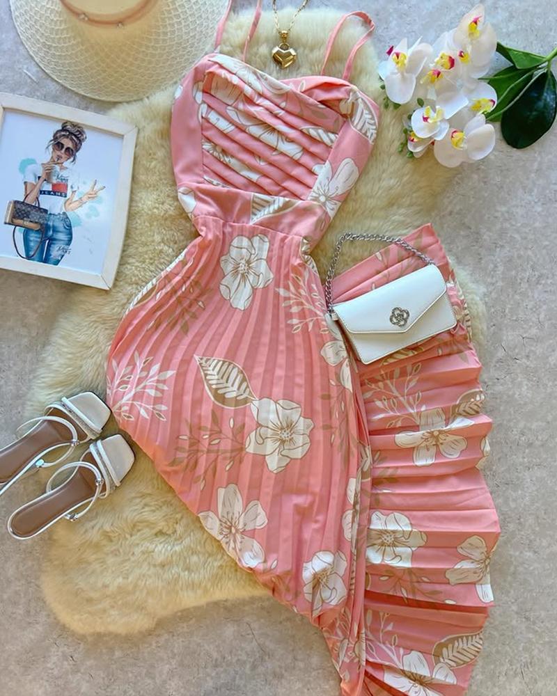 ChicMe Women's Floral Print Pleated Maxi Dress Adjustable Straps High Waisted Shirred Back Boho Vacation Dress ChicMe Women's Floral Print Pleated Maxi Dress Adjustable Straps High Waisted Shirred Back Boho Vacation Dress