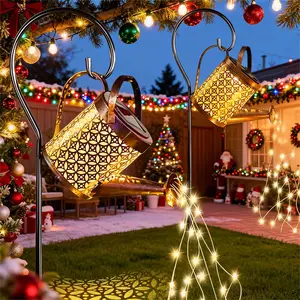1Pc Solar Watering Can Lights, Large Retro Metal Hanging Solar Lights Outdoor Waterproof Garden Yard Lights Outside Patio Lawn outdoor  solar  yard  lighting decor gift