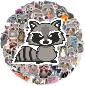 50Pcs Cute Raccoon Stickers for Kids Waterproof Cartoon Animal Stickers for Water Bottle Vinyl Sticker for Laptop Scrapbook Kids Classroom Party Favors (Raccoon)