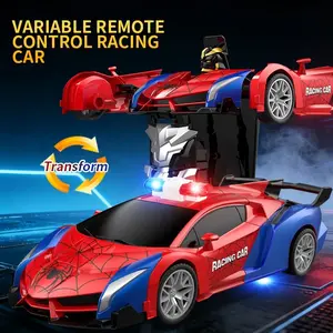 Remote Control Transforming Car 2.4g No Frequency Interference, Multi-Player Play, Police Car Lights, One-Touch Transformation, Holiday Gift, RC Cars