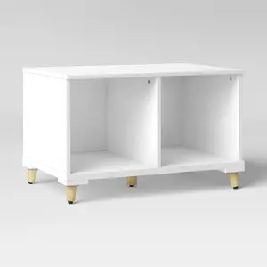 Modern Kids' Toy Storage Bench - Pillowfort: White MDF Decorative Cabinet, Divided Storage, 28.86" Width