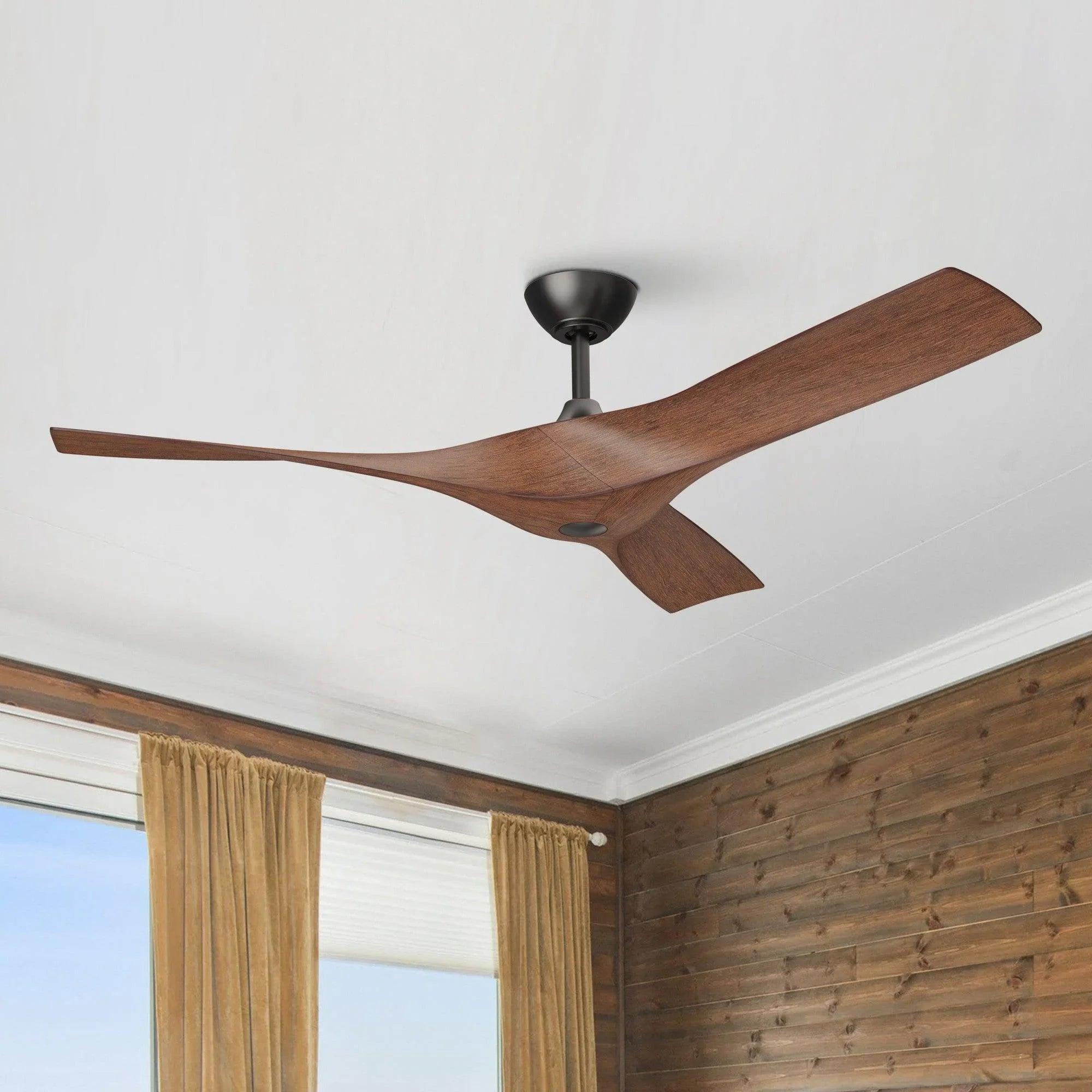 52" Windmill Industrial Ceiling Fan with Remote, DC Motor Reversible Downrod Mount