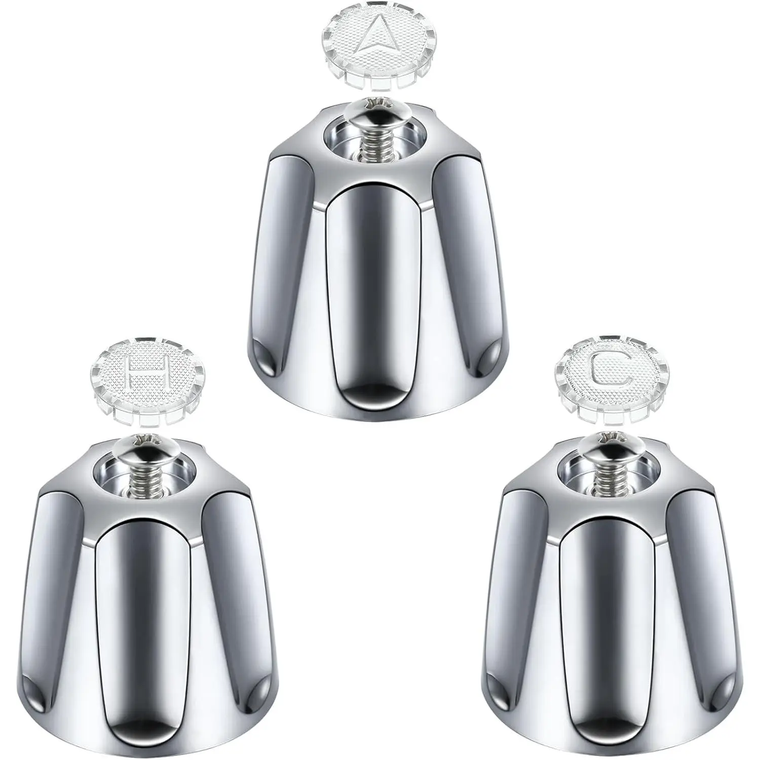 3-Piece Polished Chrome Metal Shower Knob Replacement Kit Pack for Price/Pfister Verve Tub-Shower, Screw-In Bathtub Faucet Handle Remodel Trim for Remodelers with Hot/Cold Control, Diverter & 3 Screws