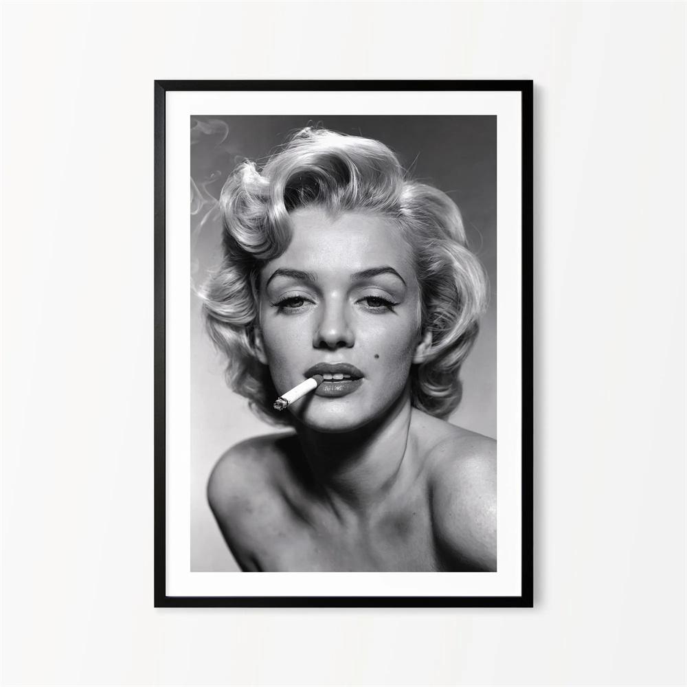 Black and White Movie Star Marilyn Monroe Poster Modern Art Canvas Painting Cafe Bar Room Wall Decor Cuadros